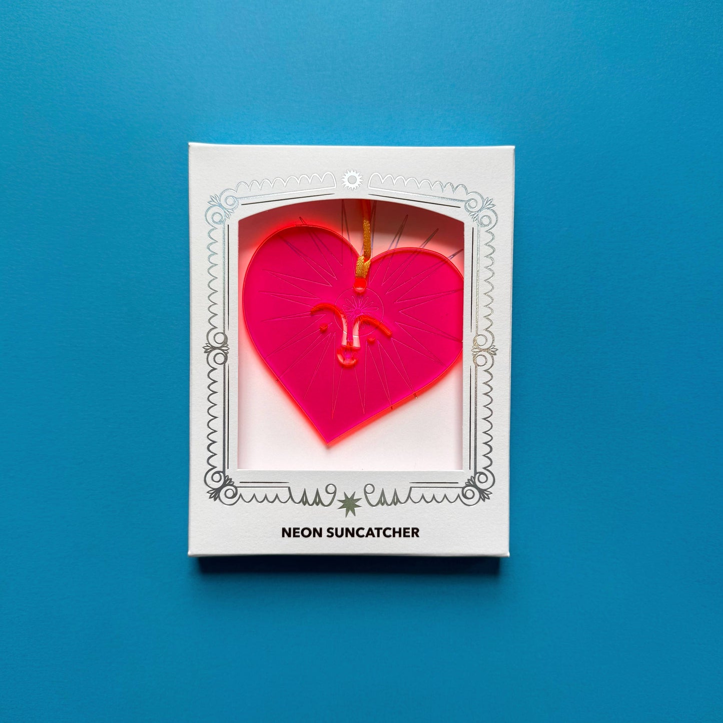 Neon Pink Happy Heart Suncatcher