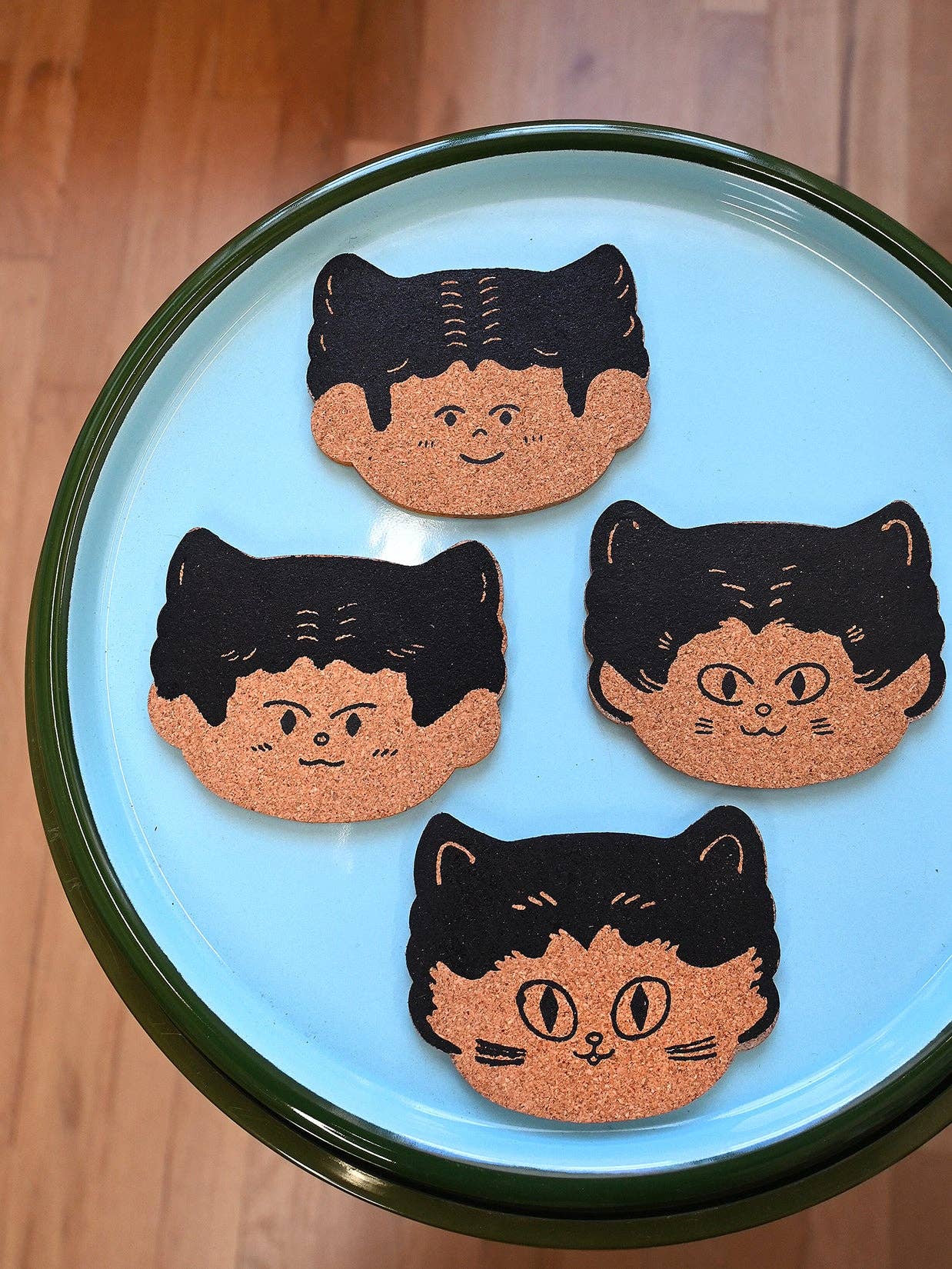 Cat Person Cork Coasters