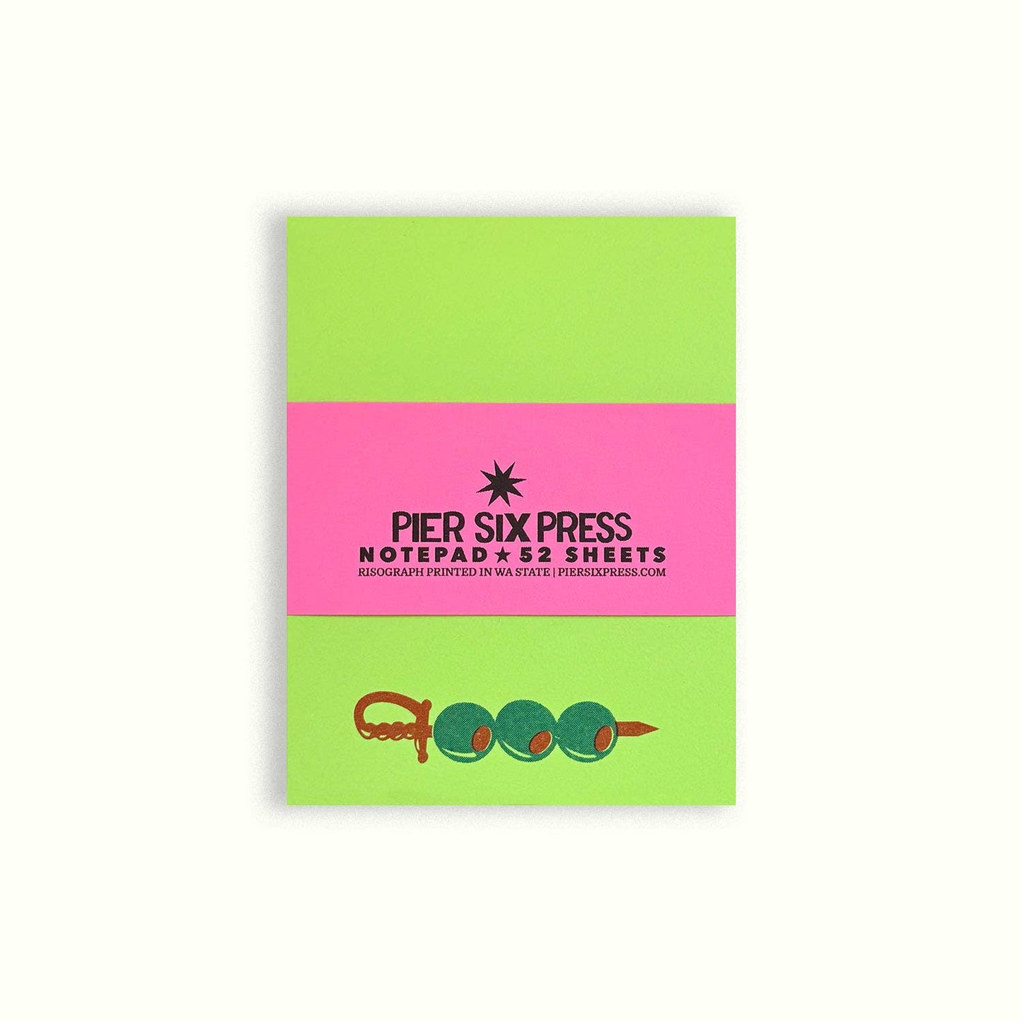 Salty Skewer Olive Risograph Notepad