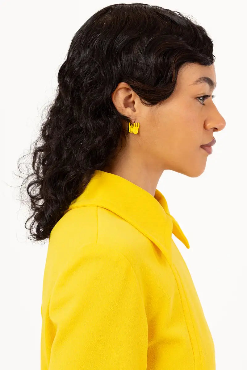 Lemon Mini Claw Hoop Earrings