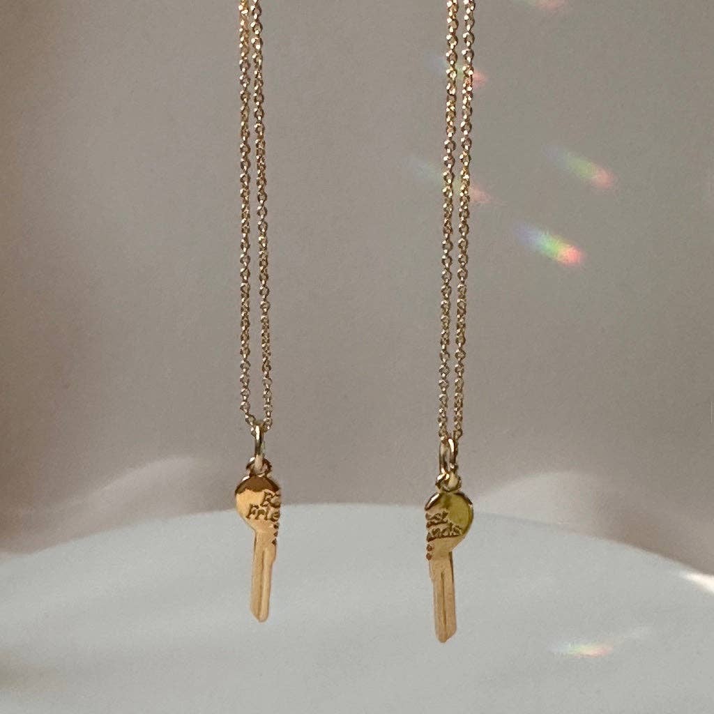 BFF Heart Key Necklace Duo