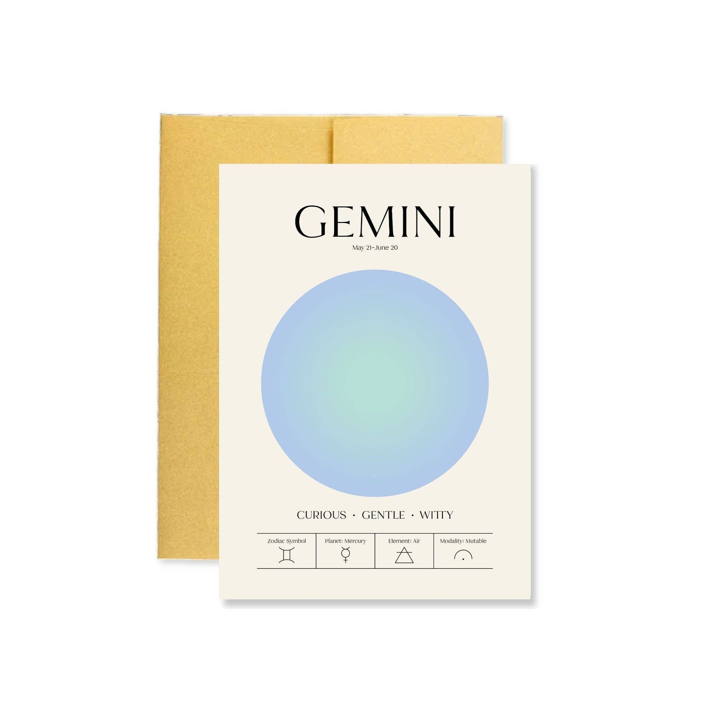 Gemini Zodiac Aura Greeting Card