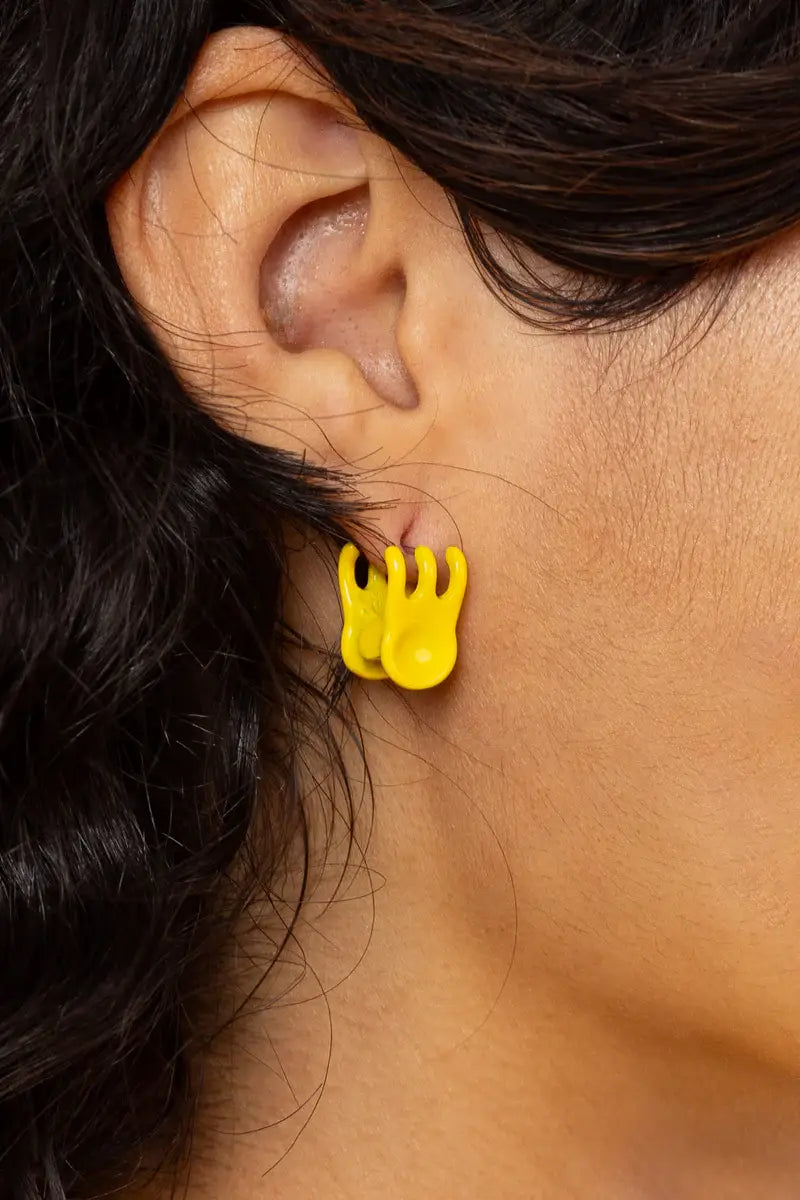 Lemon Mini Claw Hoop Earrings