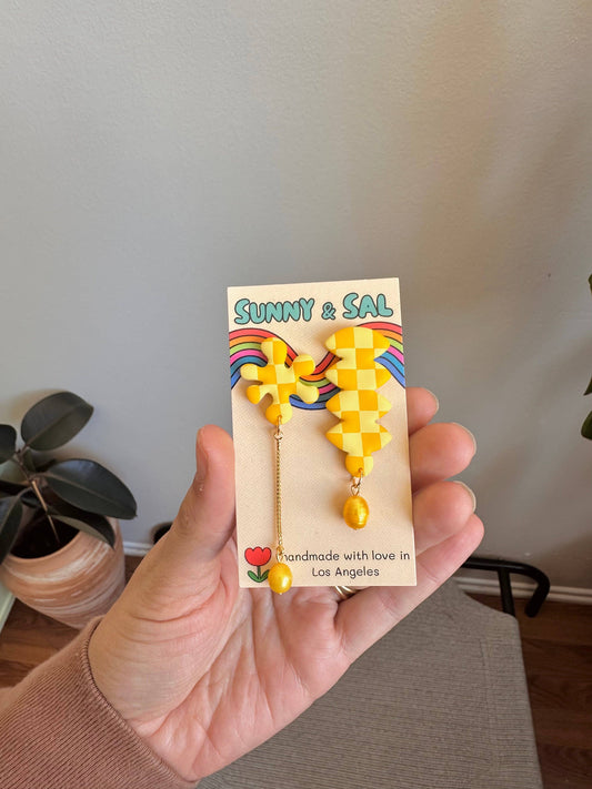 2 Tone Yellow Checker Studs