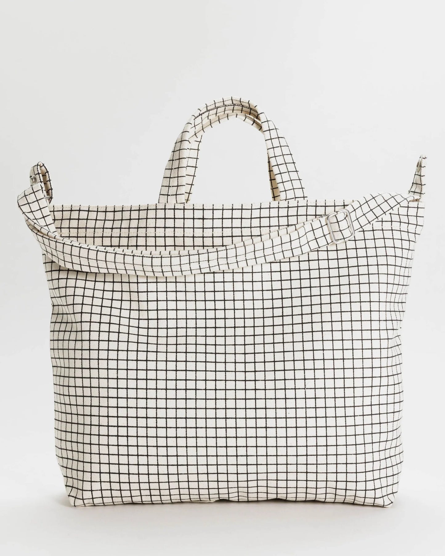 Horizontal Zip Duck Bag in Natural Grid
