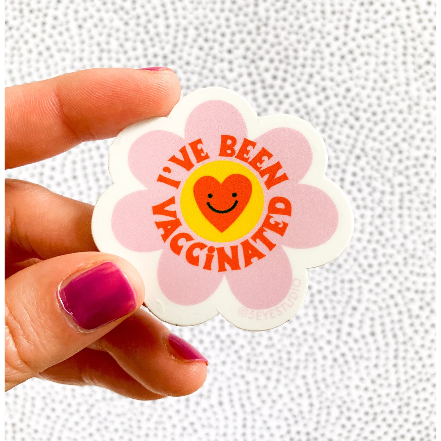 Vaccinated Pink Flower Sticker