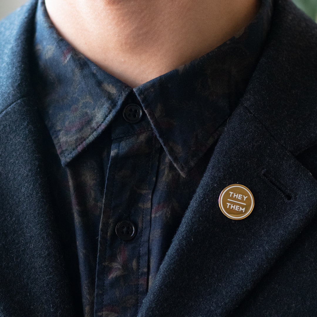 Gold Enamel Pronoun Pin