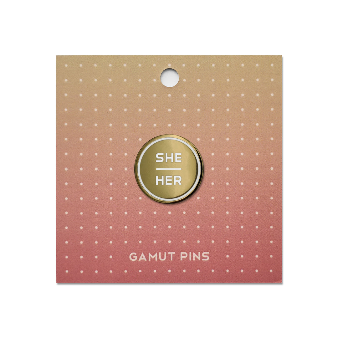 Gold Enamel Pronoun Pin