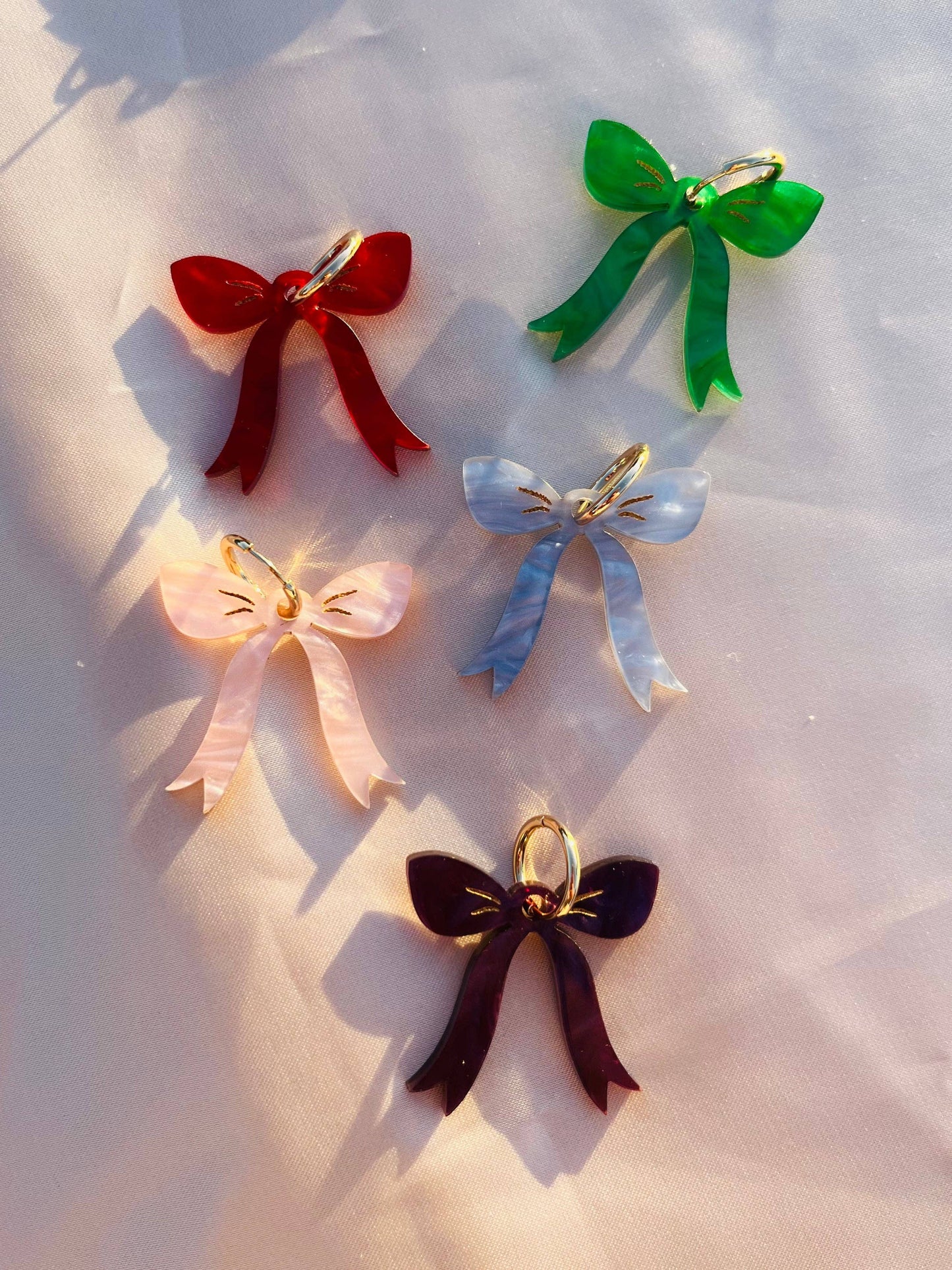 Coquette Green Bow Hoop Earrings