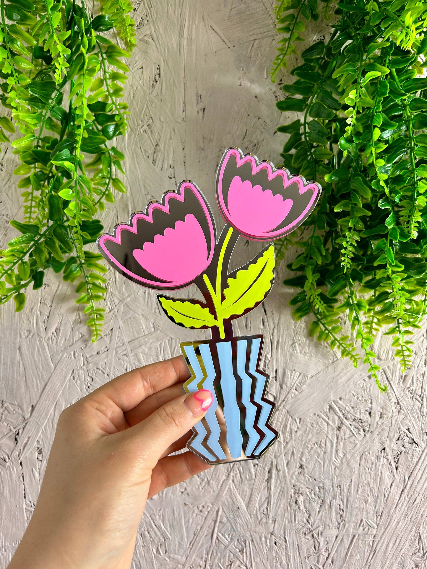 Zig Zag Flowers Mirror