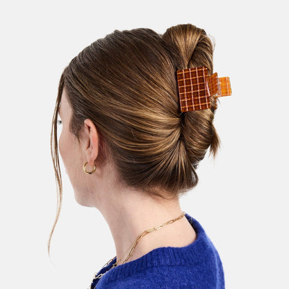 Caramel Plaid Midi Box Claw