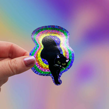 Space Portal Cat Glitter sticker