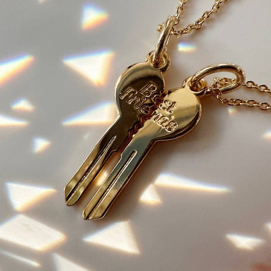 BFF Heart Key Necklace Duo