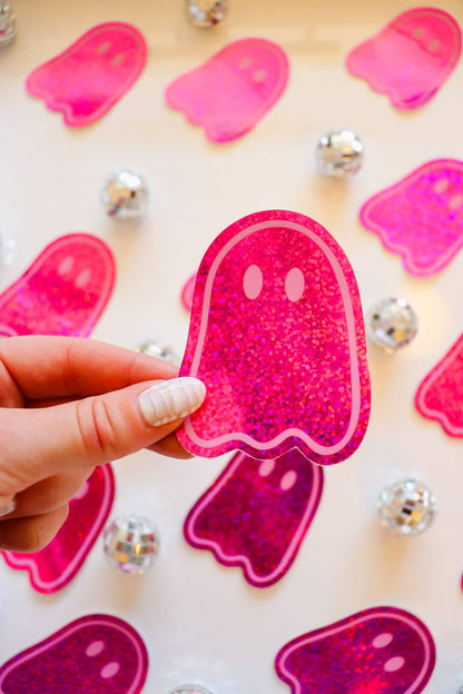 Pink Party Ghost Sticker