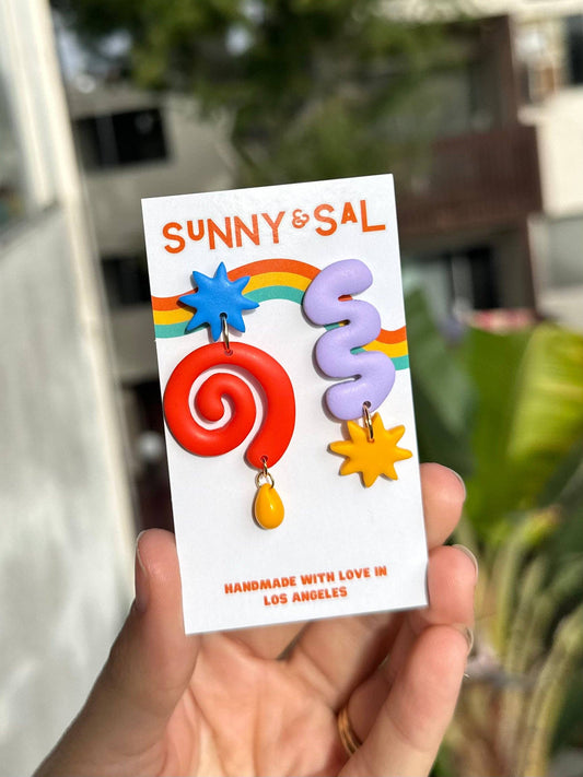 Mismatch Squiggle Swirl Earrings