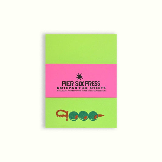 Salty Skewer Olive Risograph Notepad 
