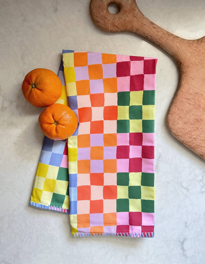 Rainbow Checks Cotton Tea Towel