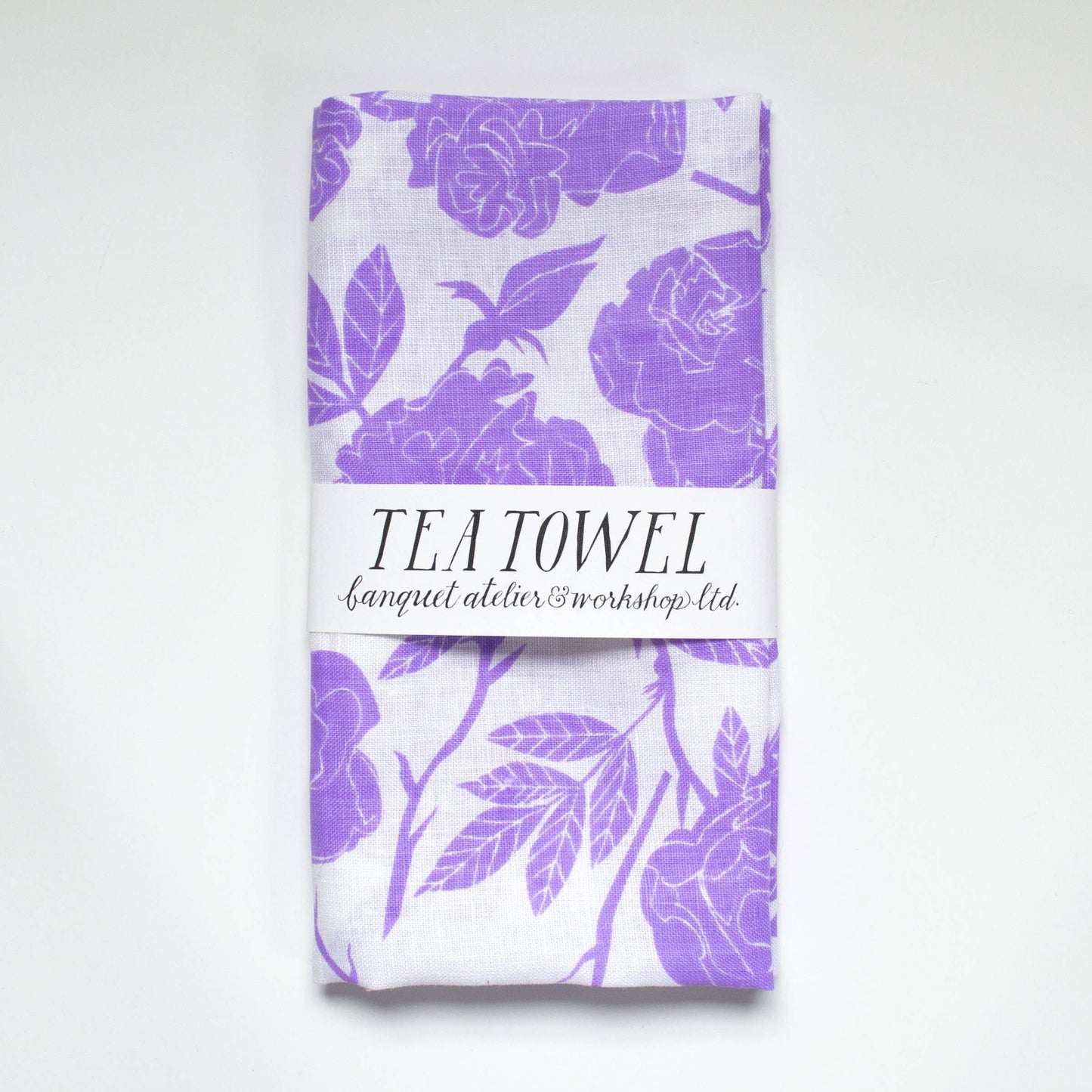 Lavender Roses Linen Tea Towel