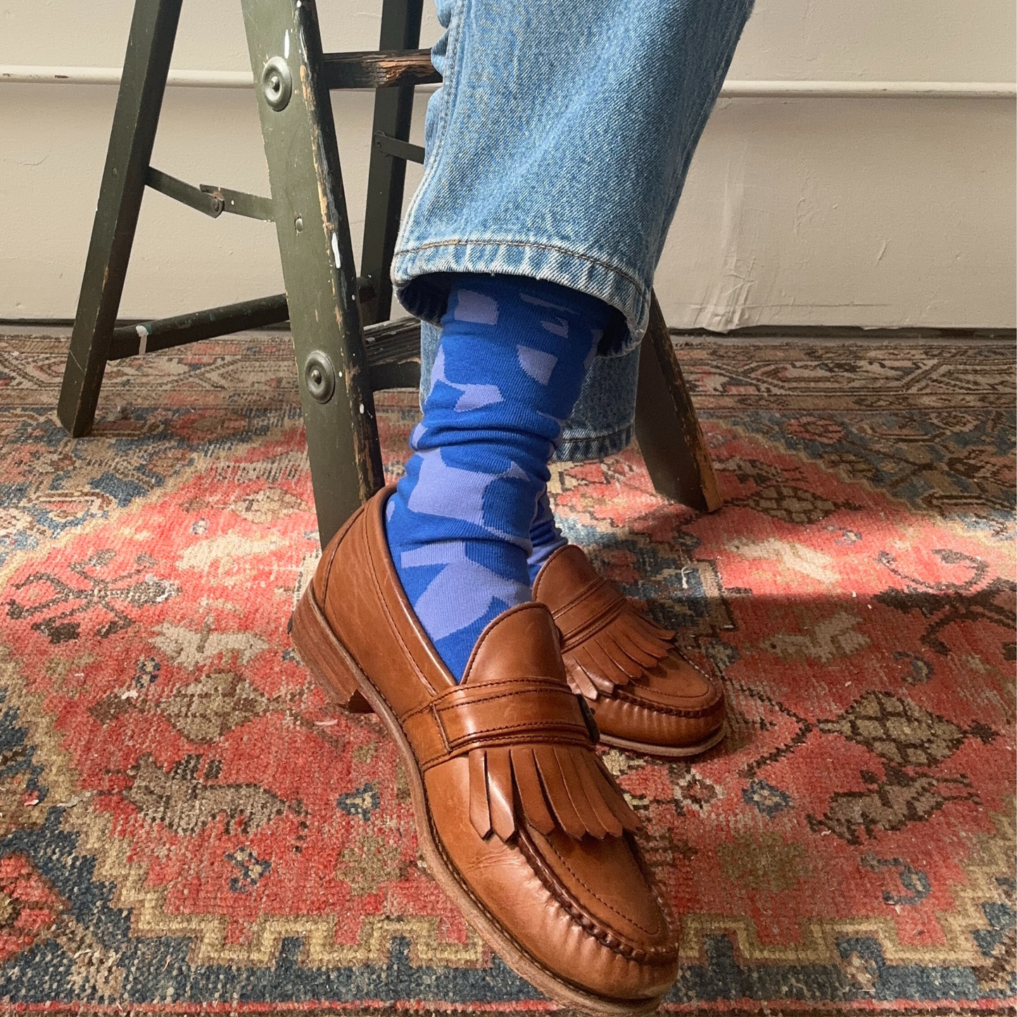 Cobalt & Periwinkle Check Socks