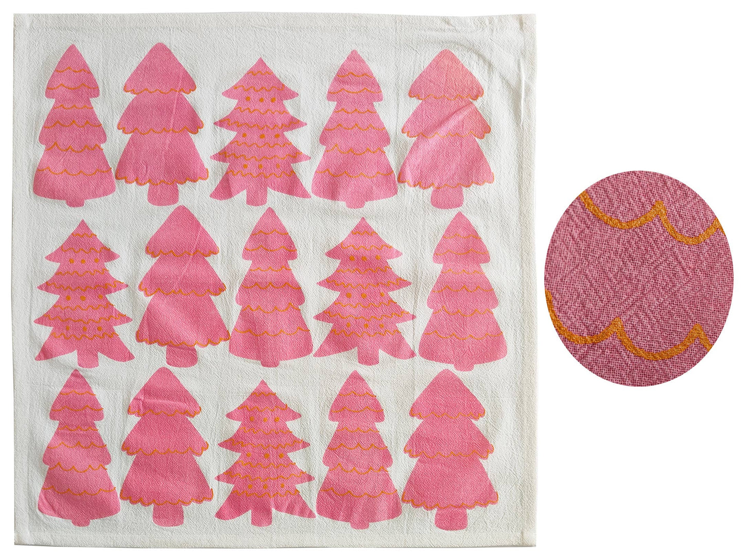 Pink Glitter Trees Tea Towel