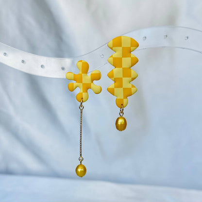 2 Tone Yellow Checker Studs