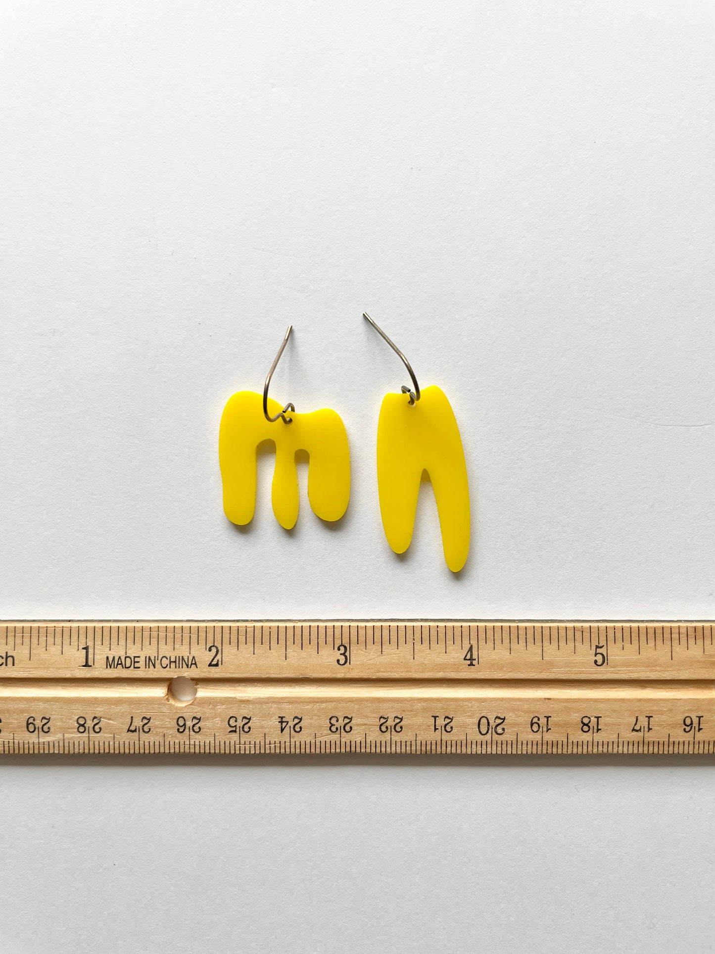 Asymmetrical Acrylic Yellow Earrings