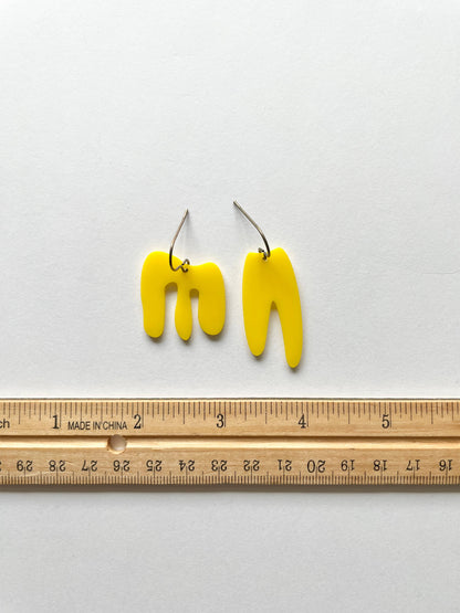 Asymmetrical Acrylic Yellow Earrings