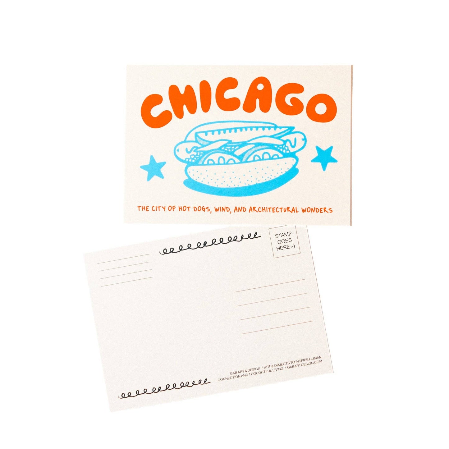 Chicago hot dog postcard