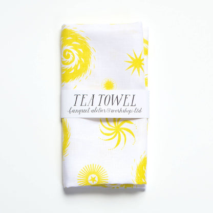 Yellow Fireworks Tea Towel