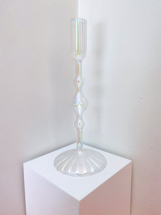 Rainbow Glass Candlestick Holder