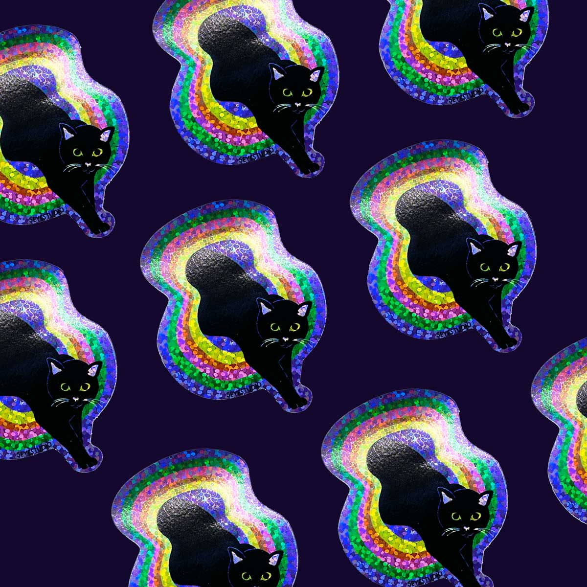 Space Portal Cat Glitter sticker