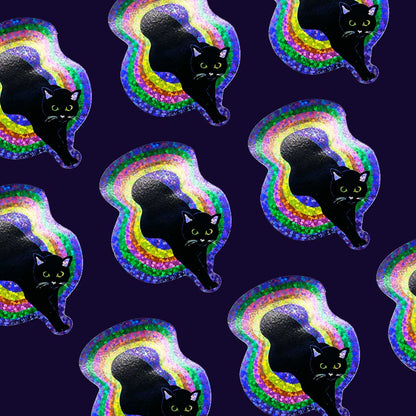 Space Portal Cat Glitter sticker