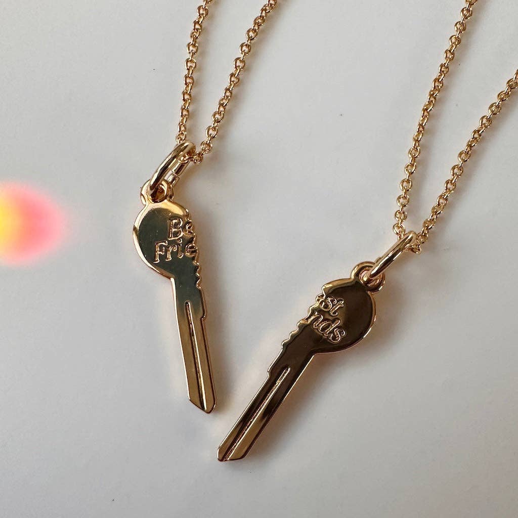BFF Heart Key Necklace Duo