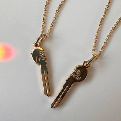 BFF Heart Key Necklace Duo