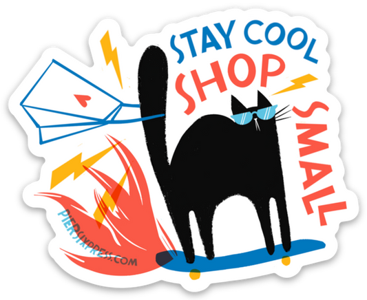 Stay Cool, Shop Small Cool Cat Sticker
