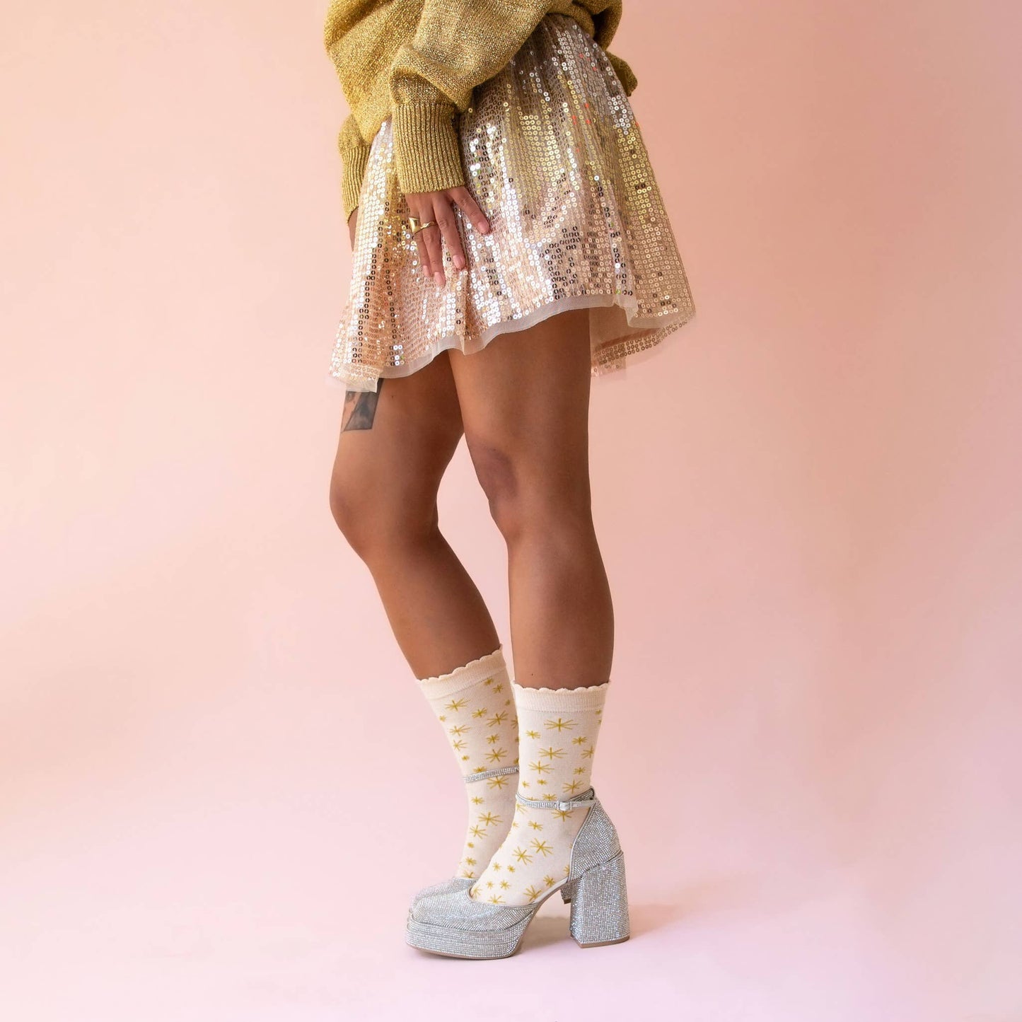 Gold Star Crew Socks