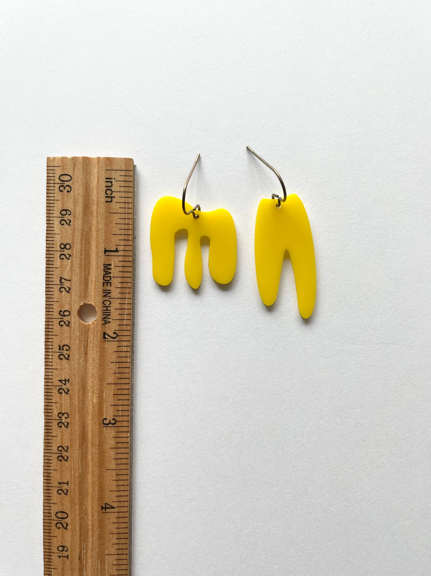 Asymmetrical Acrylic Yellow Earrings