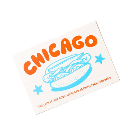 Chicago hot dog postcard
