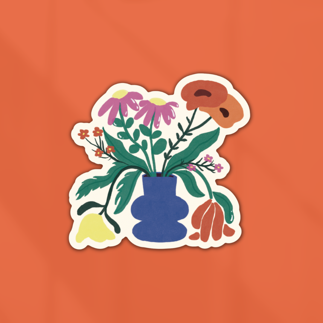 Funky Flower Vase Sticker