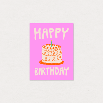 Happy birthday pink cake - greeting card