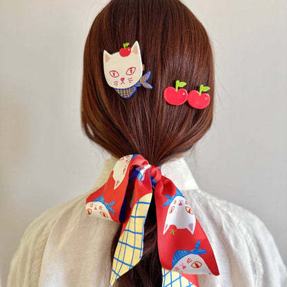 Apple Kitty Alligator Hair Clip