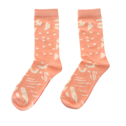 Coral & Natural Dashes Socks