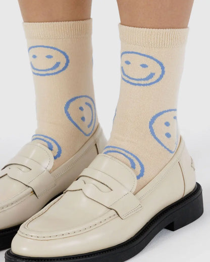Happy Periwinkle Crew Sock