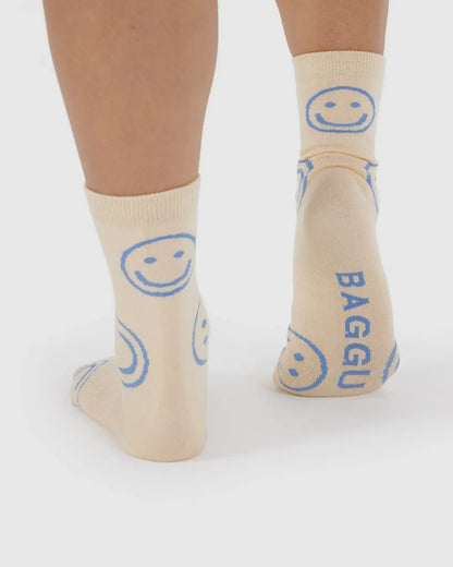 Happy Periwinkle Crew Sock