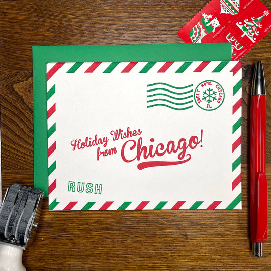 Holiday Chicago Airmail Card