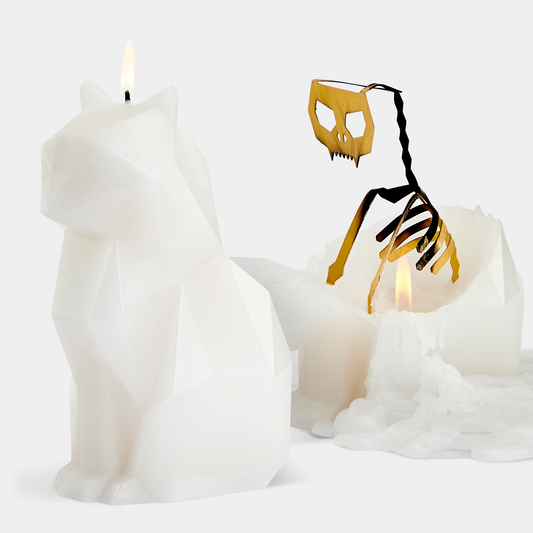 PyroPet Kisa Cat Candle in White