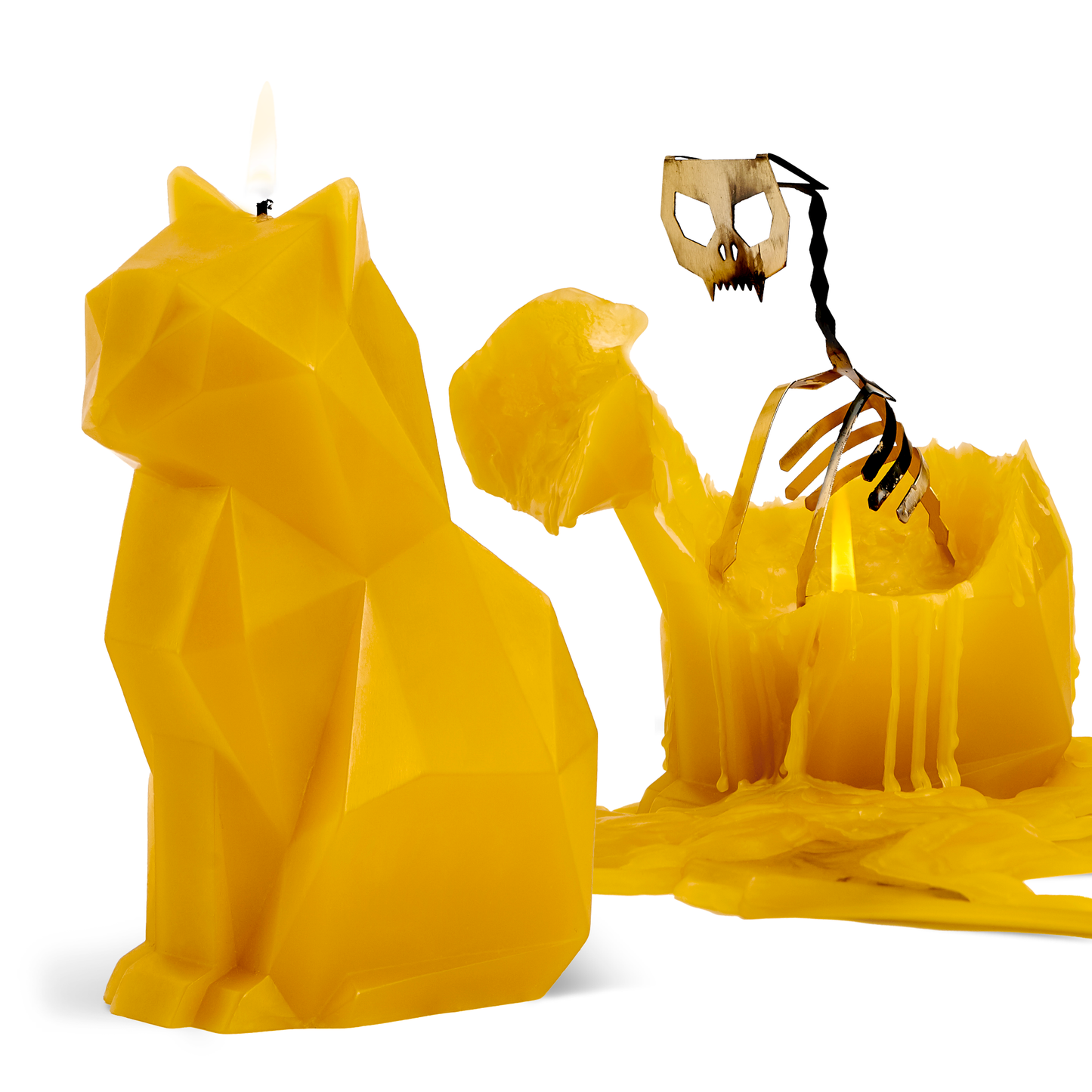 PyroPet Kisa Cat Candle in Mustard Yellow