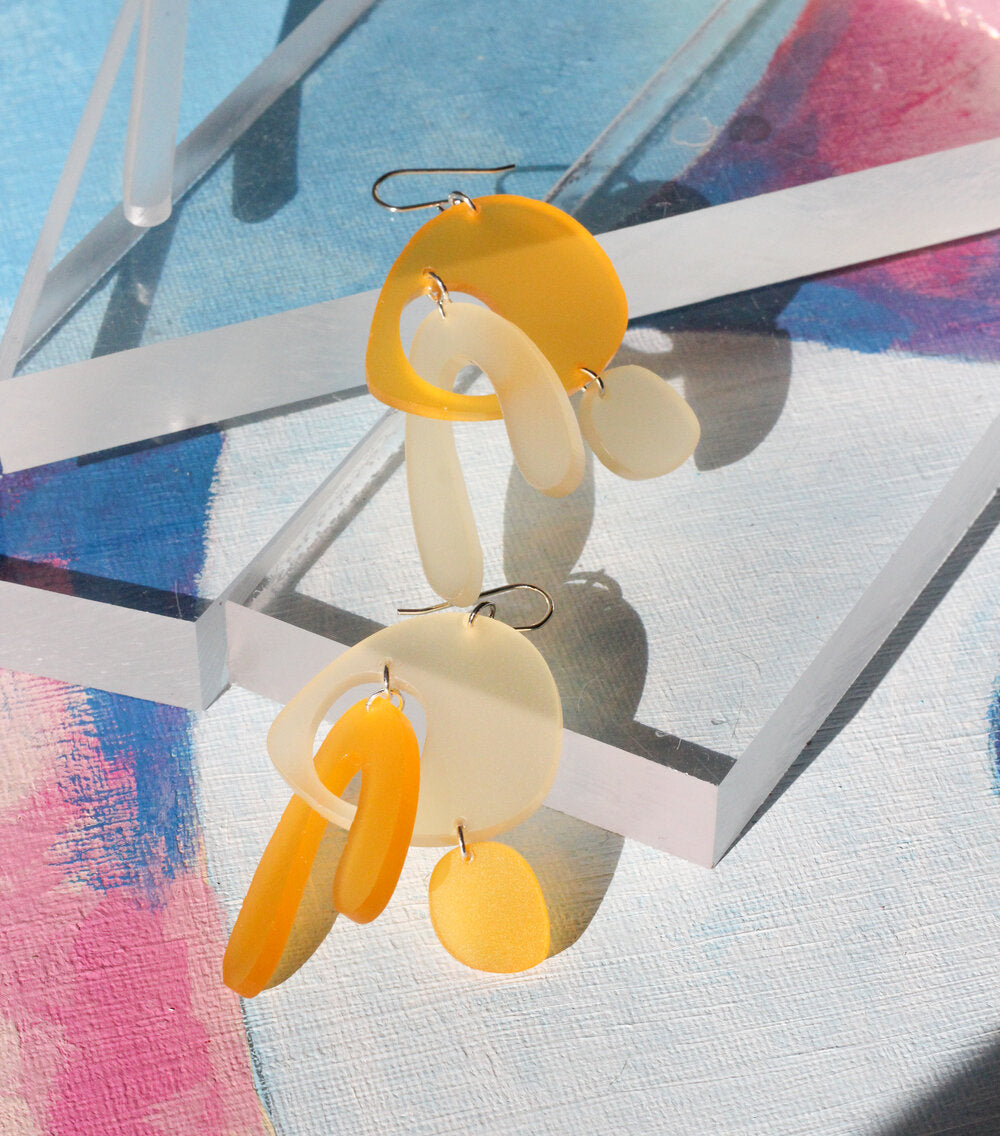 Amoeba Earrings (Lemon + Sun)